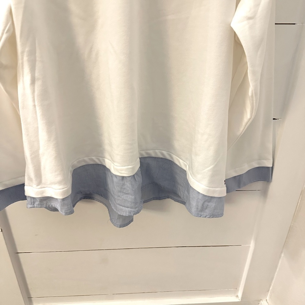 TOMMY HILFIGHER 3X Wovenhem white dress shirt bottom hooded loose fit woman top - Picture 7 of 14